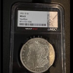 1921-S Morgan Silver Dollar NGC MS63 Vault Box